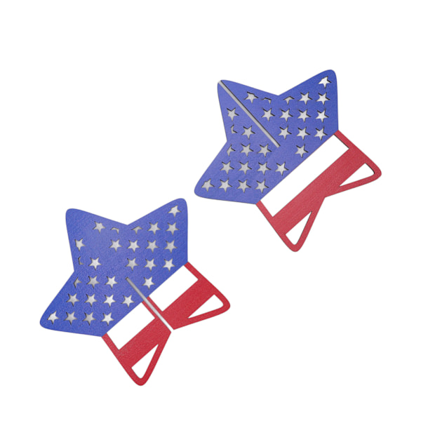 2 st självständighetsdagen trästjärnblock Patriotisk stående dekor 4 juli Bordsskiva prydnad