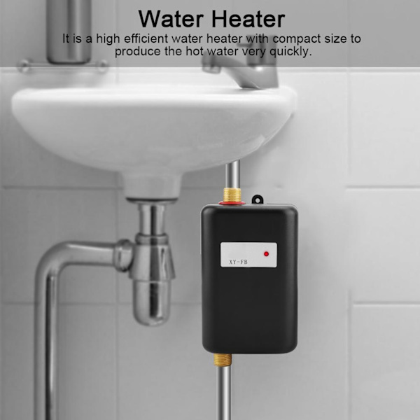 Hushållsregulator för dubbla användningsområden Intelligent köksvattenvärmare Mini snabbvärmemaskin med indikatorljus svart (UK-kontakt 220V 3000W)