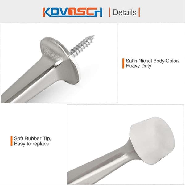 SDIGV 2-pack solida, styva dörrstopp - Kraftiga, tåliga dörrstoppar väggskydd med mjuka gummispetsar, s Satin Nickel*10