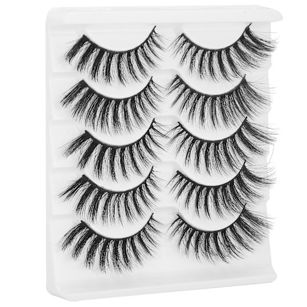 5 par professionella tjocka lockiga lösögonfransar Date Makeup Portable lösögonfransar Set011