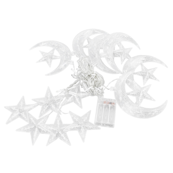 Star Moon String Lights 3.3yd 126LED dekorativa String Lights för Ramadan Festival Bröllopsfest Hemmaterrass Fönster Trädgård