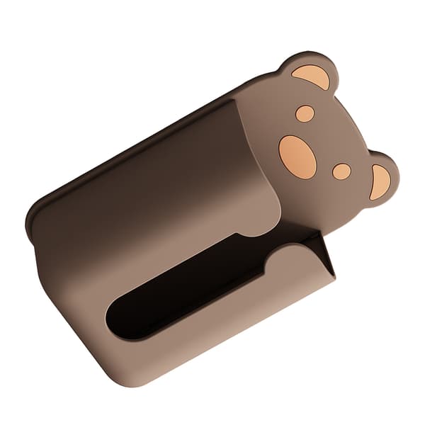 Wall Mounted Tissue Box Punch Free Cute Bear Pattern Plastic Tissue Dispenser for Home Bathroom Brown Bear