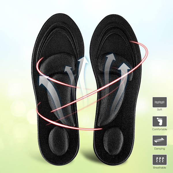 Ortotiska innersula Flat Feet Arch Support Memory Foam Insole Shoe Pad Comfort Black for Men