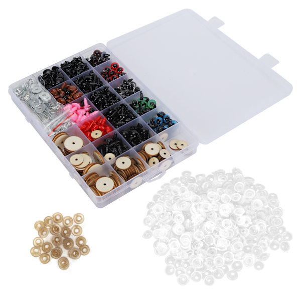 372 st Plastögon och Näs-paket Säkerhets DIY Hantverkskit Set med 50 Set Leder Förvaringslåda