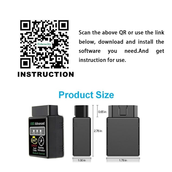V02H2-1 Bluetooth OBD2 Bil Diagnostic Scanner Auto Detektion Scanner