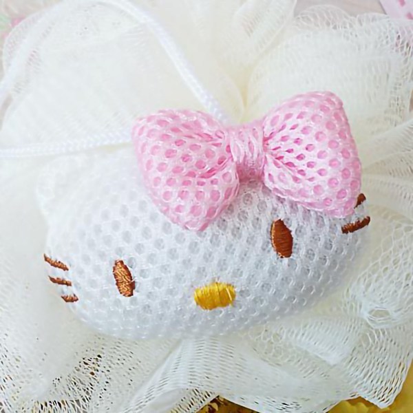 Badboll Söt Cartoon Shower Puff Loofah Body Scrubber PE Verktyg för rengöring Bad Vit Katt
