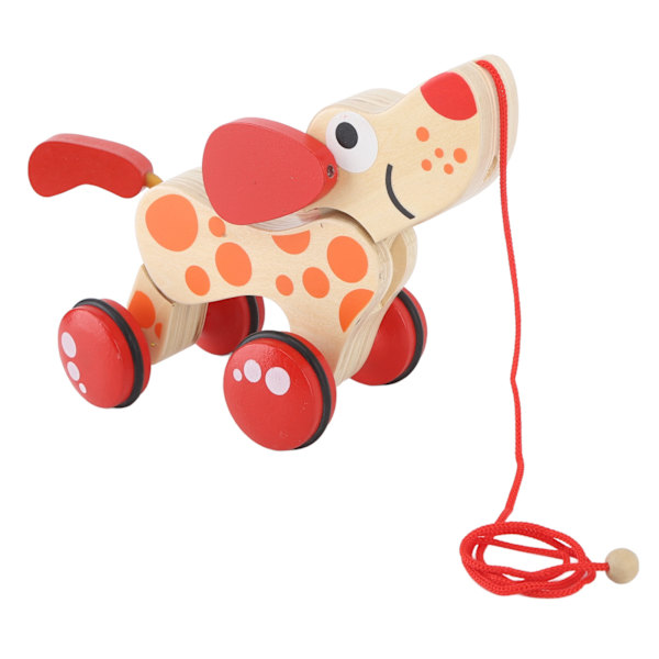 Push Pull Toy Pull Walk Along Pull Trä Hund Walk En lång valp Trä Pull Toy för promenader småbarn Hundstil