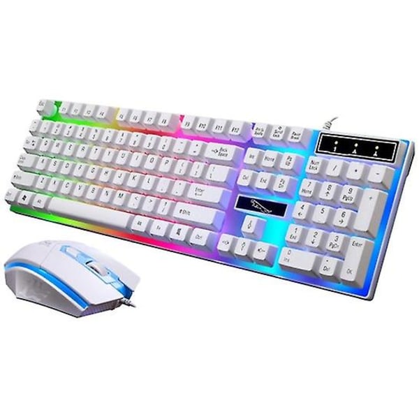 1 sett med kablet fargerikt tastatursett Gaming Flytende tastatur- og mussett