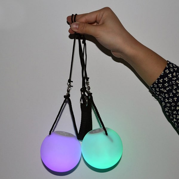 2 st Poi Balls LED Ball Balls 9 Mode 7 Color Light Poi Ball