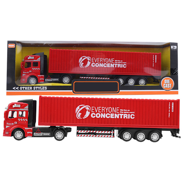 1:48 Legering Container Truck Model Legetøj Højsimulering Børnebil Legetøj Køretøjer Rød Container Truck Model