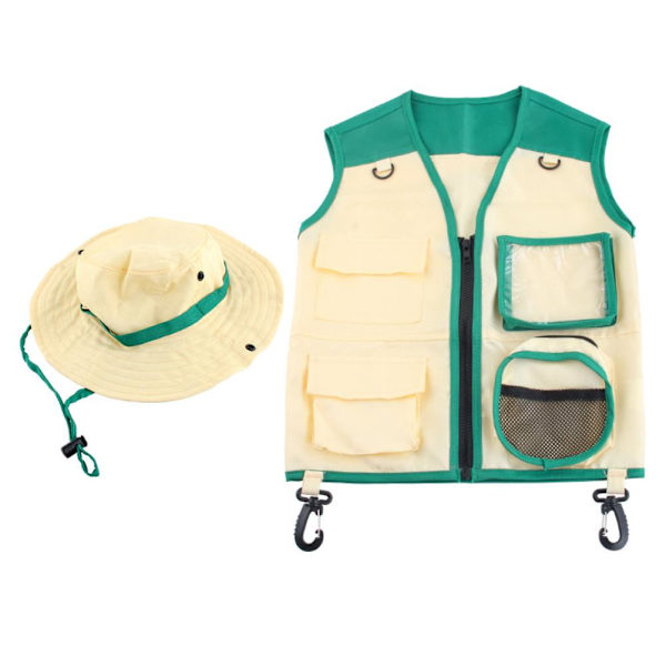 2-vuotiaiden lasten Explorer-asusetti, Cargoväki ja hattu, Outdoor Explorer Kit, roolipeli, cosplay hyönteistutkijalle, eläintarhanhoitajalle, puistonvartijalle