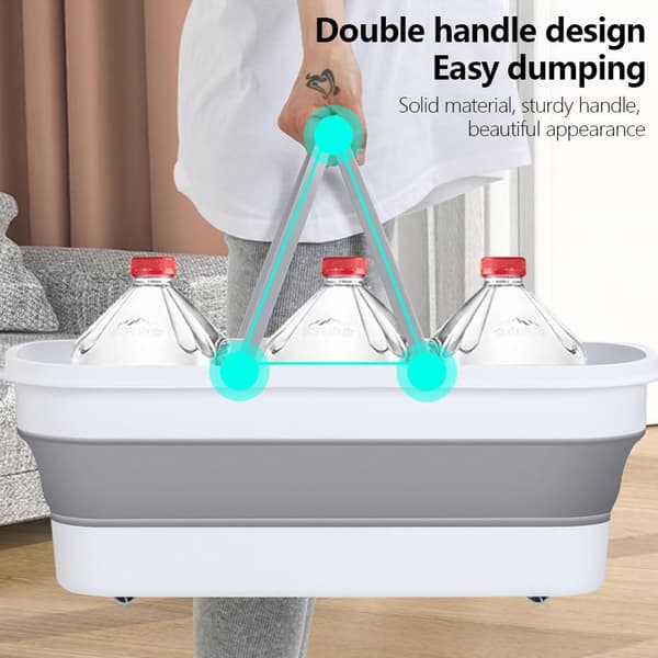 Multifunktionel foldbar moppe- og opbevaringsspand (56x26x21cm, grå) Gray flat mop cleaning bucket