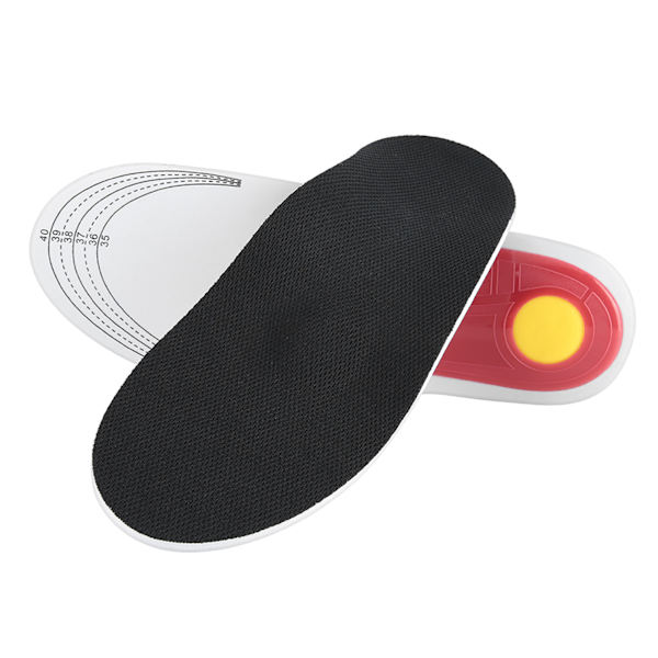 Unisex plattfots ortos innersula Arch Support Plantar Fasciitis Smärtlindring Korrigering fotdyna (röd botten Svart yta S: 3540)