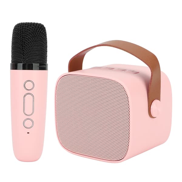 Mini Karaoke Machine with Wireless Microphone Portable Bluetooth Speaker for Kids Adults Pink