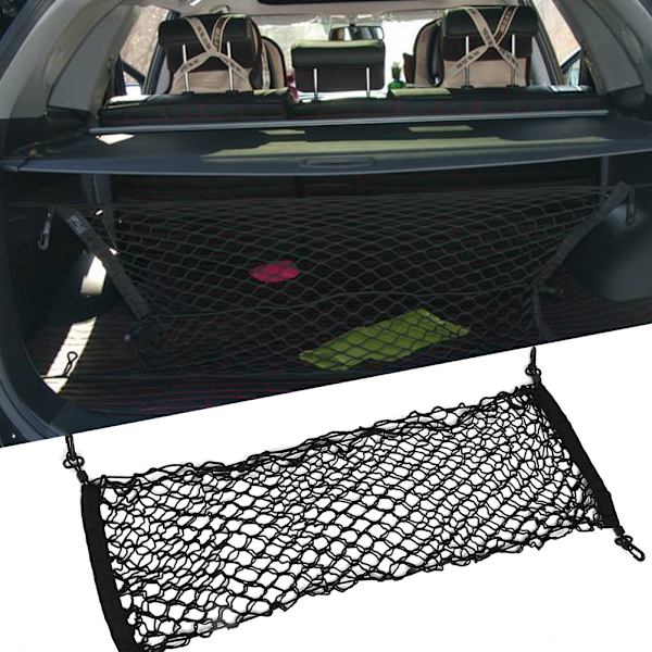 Universal bil bagagerumsnet med dobbelt lag, mesh opbevaringslomme organizer