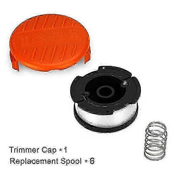 6x spoler og spoledeksler for Black Decker gresstrimmerline