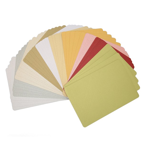 200 kpl Helmiäiskartonki Lajitelma Värit Tyhjä Metallinhohtoinen Kartonkipaperi Pyöristetyillä Kulmilla 15x10cm