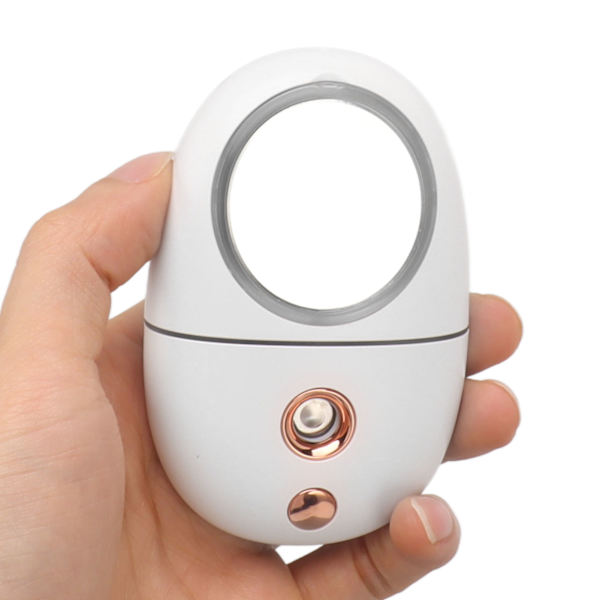 Käyttökelpoinen Mini Mister Cute 35 ml Kannettava Hiljainen USB-Latautuva 200mAh Sumutin Peilillä Kasvojen Kosteutukseen Valkoinen