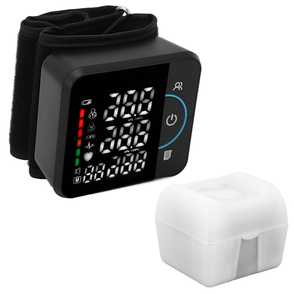 Håndledsblodtryksmåler Digital LED-display Genopladelig automatisk BP-måler med 180 aflæsningshukommelse