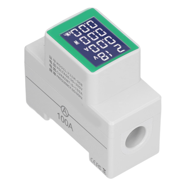 DIN Rail Meter Digital Voltmeter Amperemeter Effekt Energi Monitor Multimeter Tester AC50‑300V 100A