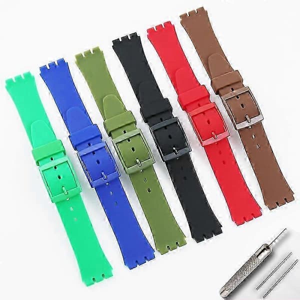 Erstatningsrem til Swatch - Blød TPU silikonerem 17mm 19mm 20mm grey 19mm