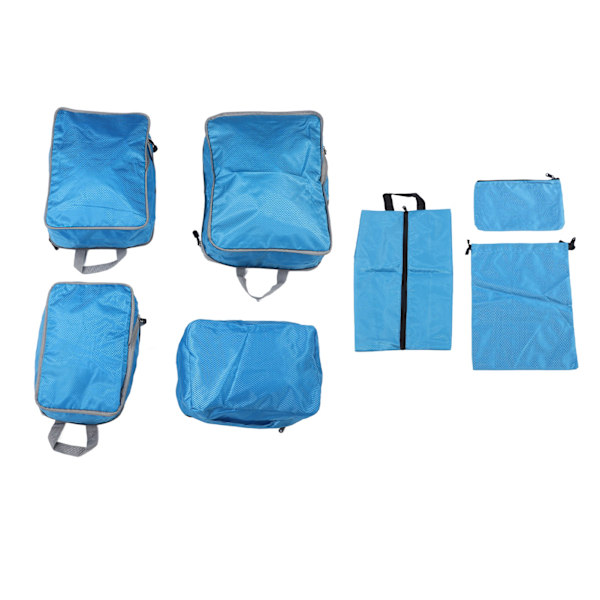7 stk Kompressionspakningskuber Polypropylen Polyester Let Bagage Komprimerbar Taske til Rejsetaske Rejse Blå