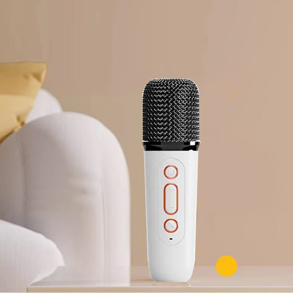 Mini Karaoke Maskin Karaoke Høyttaler med Trådløs Mikrofon Lyseffekter Bærbar Karaokesystem med Batteri for Hjemmefest Hvit med 1 Mikrofon