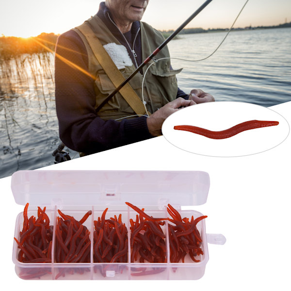 T0043 150 st Silikon 4cm Flerfärgade Mask Mjuka Fiskebeten Livsliknande Grubbeten Fisketackel Tillbehör Röd