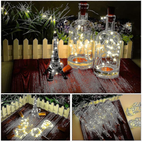 20 LED-ljusslingor med 2 m korkbelysning, set, 12-pack
