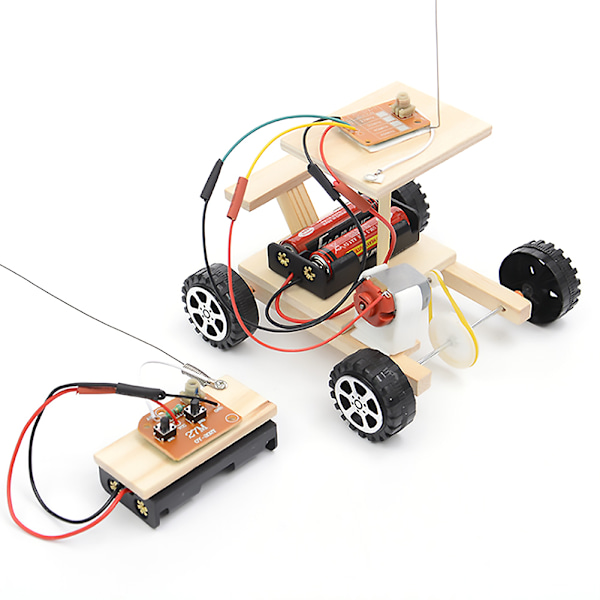 DIY Træ RC Bilmodel Kit Fjernbetjening Billeksagssæt Pædagogisk Legetøj til Børn