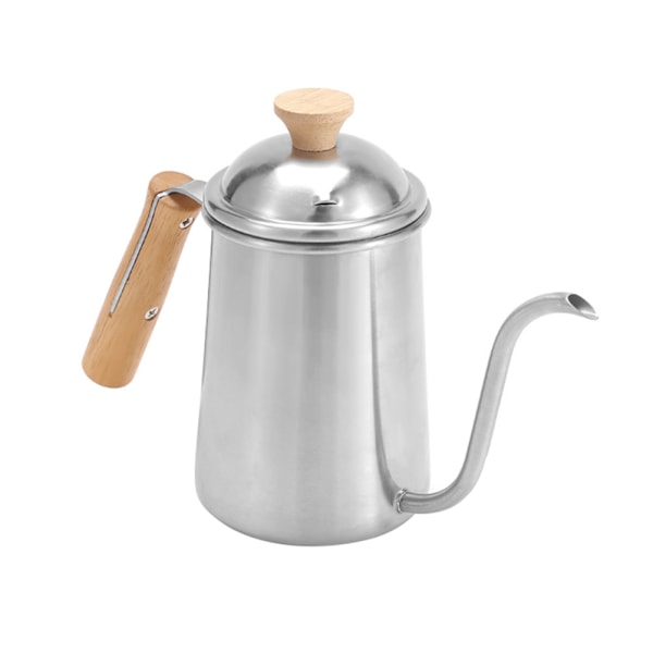 Hæld over kaffekande rustfrit stål svanehals komfur te vandkoger til dryp kaffe te dryp vandkoger med ergonomisk træhåndtag