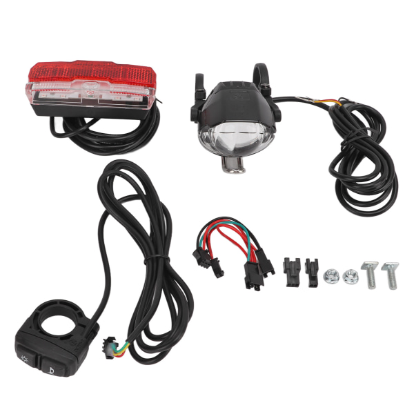 24V 36V 48V Electric Bike Front and Rear Light Set Headlight and Tail Light with Horn Kit