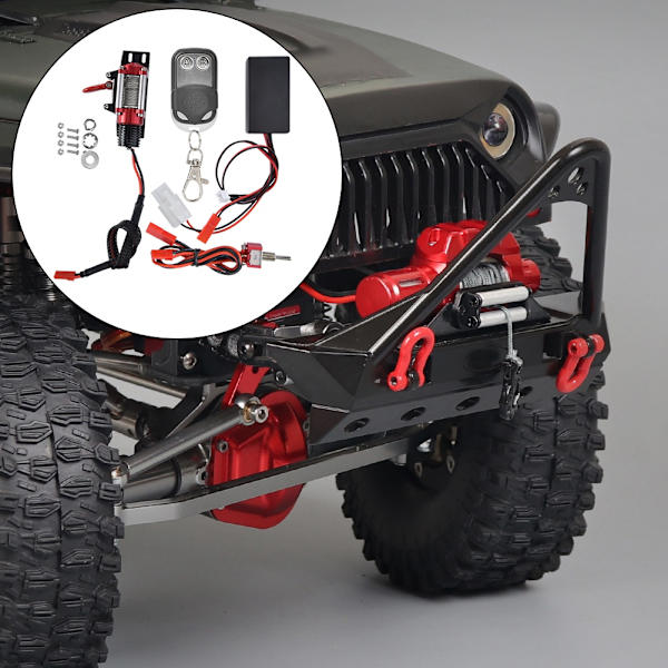 RC-auto Metal Winch kaukosäätimen lisävarusteilla sopii Axial SCX10 90046 D90 1/10 RC Crawler -kuorma-autolle