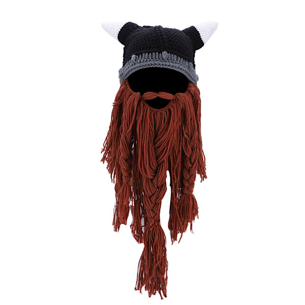 Vinter varm Pirat Horn Stil Strikket Hæklet Slouch Baggy Basker Beanie Hat Kasket Brun