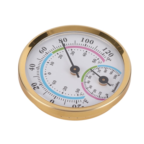 Minipekare Typ Termometer Hygrometer Inomhustemperatur Luftfuktighetsmätare Monitormätare TH103C Guld Skal Färg Framsida