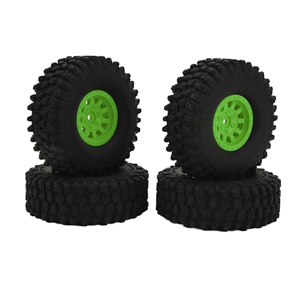 4 stk RC bildekk hjul 120 mm 1,9 tommer gummi med 10 eiker nylon hjulnav RC bildeler for Axial SCX10 90046 for Traxxas for Redcat GEN8 Grønn