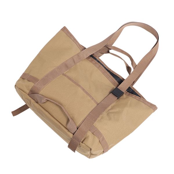 Campingoppbevaringsveske Khaki Multifunksjonell 33L Oxfordduk med stor kapasitet Nylon Justerbar skulderrem Campinghjelpeveske for utendørsreiser