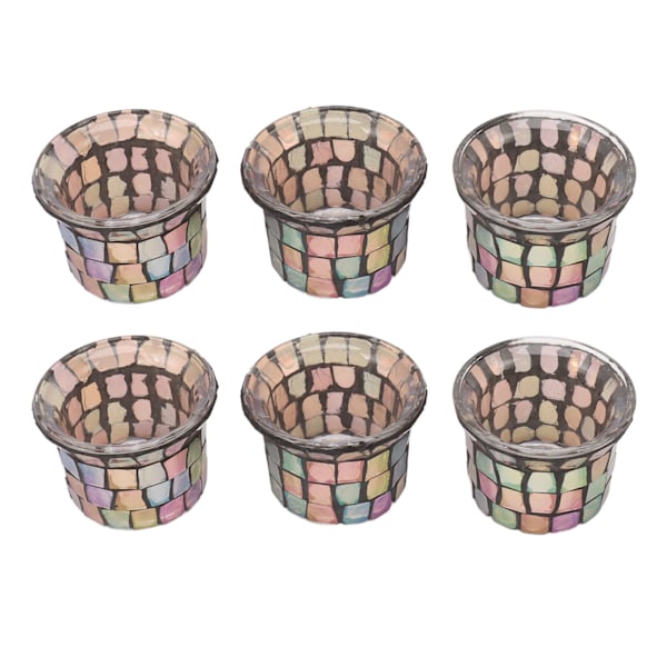 6 stk. mosaikk telysholder solid glass lysestake blomsterpotte for bryllup meditasjon brun
