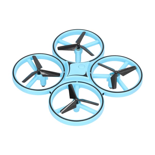 RC Mini Drone Gravity Sensor LED Lys Quadcopter Barnleke med Dobbel Fjernkontroll KlokkeBlå