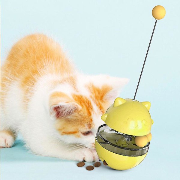 Cat Stick Chew Toy Cat Tumbler Toy Interactive Funny Ball Tand Cleaning Toy Yellow