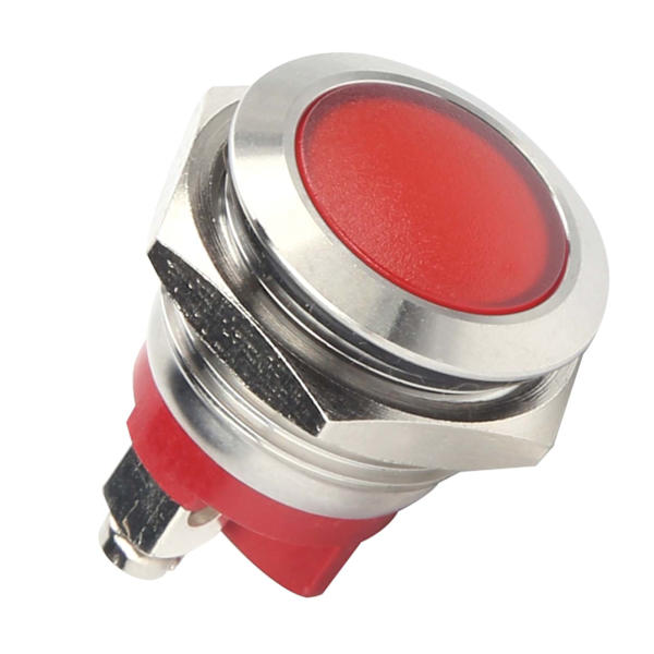 0,6 tommer LED-indikator Lyssignal Lys Flamskyttet base IP66 Vandafvisende Universal (rød)