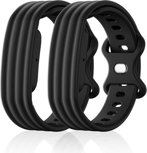 Urrem Kompatibel med Google Fitbit Air, blød silikone erstatningsrem. 2-pak.[LD] Black