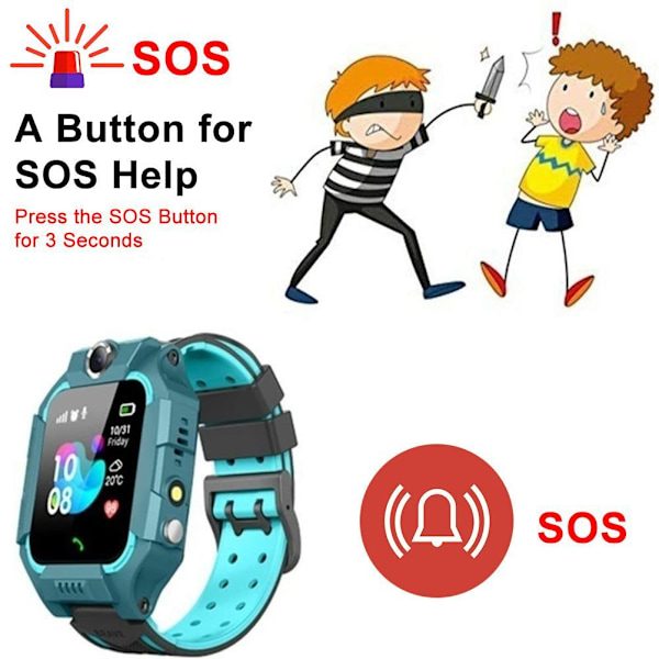 Vandfast Smartwatch til Børn med To-vejs Opkald, SOS, Kamera, Aktivitetsmåler - Perfekt til Ferie, Jul og Fødselsdag