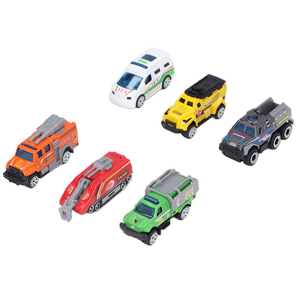6 kpl 1:64 metallista valmiiksi valettuja ajoneuvoja, simuloituja hienoja automalleja, lelujen kokoelma, lahja lapsille