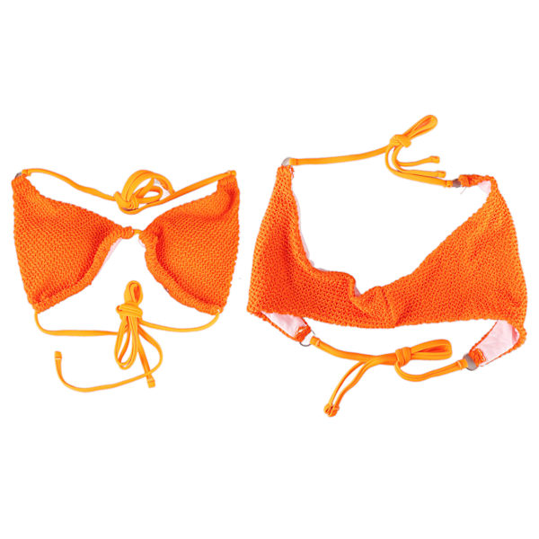 Crosscross Bikini Set Tie Side Ren färg Dam 2 delar Baddräkt för sommar Beach Simning Orange M
