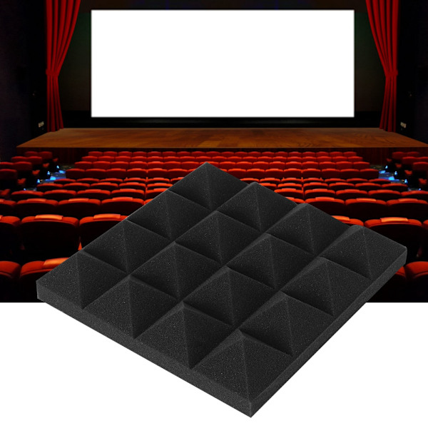 6 stk pyramideformede lydabsorberende skum af bomuld Akustikpaneler Studio lydisoleringsskum (sort)