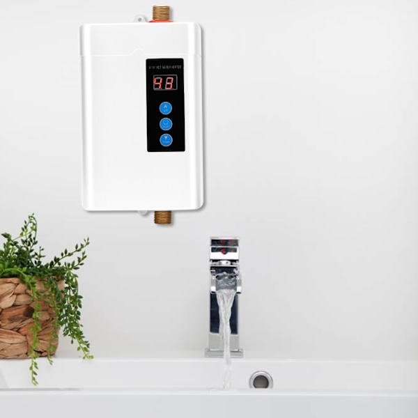 Hushålls Mini elektrisk varmvattenberedare Omedelbar tanklös varmvattenberedare Värmemaskin Vit EU-kontakt 220V 4000W