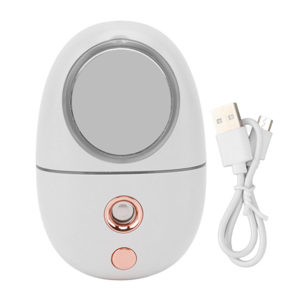 Käyttökelpoinen Mini Mister Cute 35 ml Kannettava Hiljainen USB-Latautuva 200mAh Sumutin Peilillä Kasvojen Kosteutukseen Valkoinen
