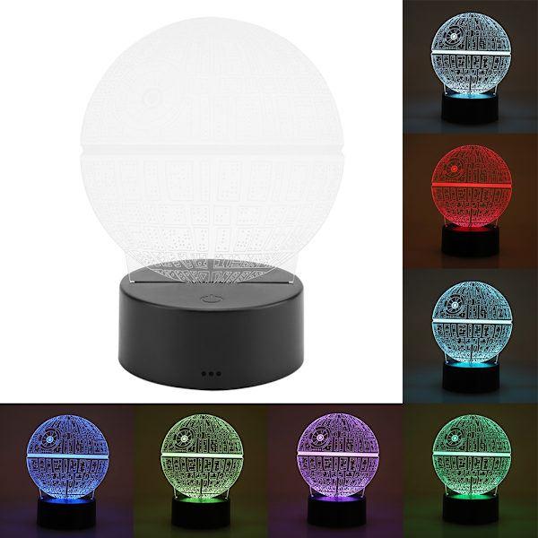 Natlampe ABS-fod Planetmønsterlampe Touch Switch (sort uden fjernbetjening)