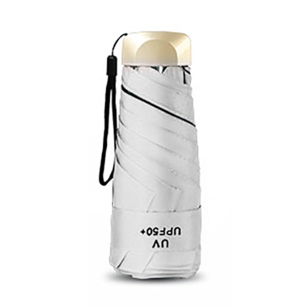 Solparaply Super Let Mini Foldbar UV-beskyttelse Vindstabil Bærbar Dobbelt Brug Paraply Hvid